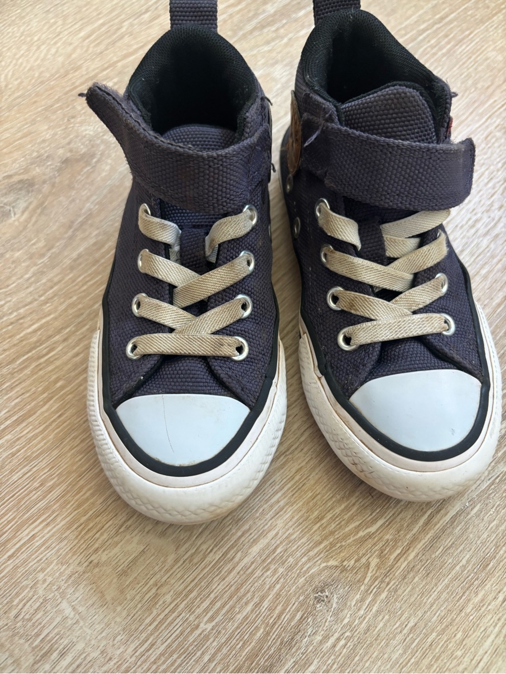 Converse Kids Black High-Top Canvas Sneakers with White Toe Cap